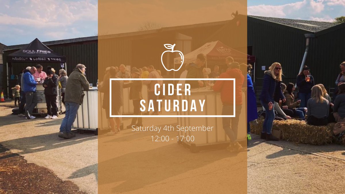 harrys_cider's tweet photo. How better to spend a Saturday than down on the farm! 🍏🍎
#CiderSaturday is back September 4th from 12-5 & alongside our chilled pints & outdoor seating you'll also be able to tuck into a range of tasty treats! https://t.co/q8ZtrkQGYT #HaveAHarrys #WhereItsTo #Somerset #Cider https://t.co/d8AmAp3Ooj