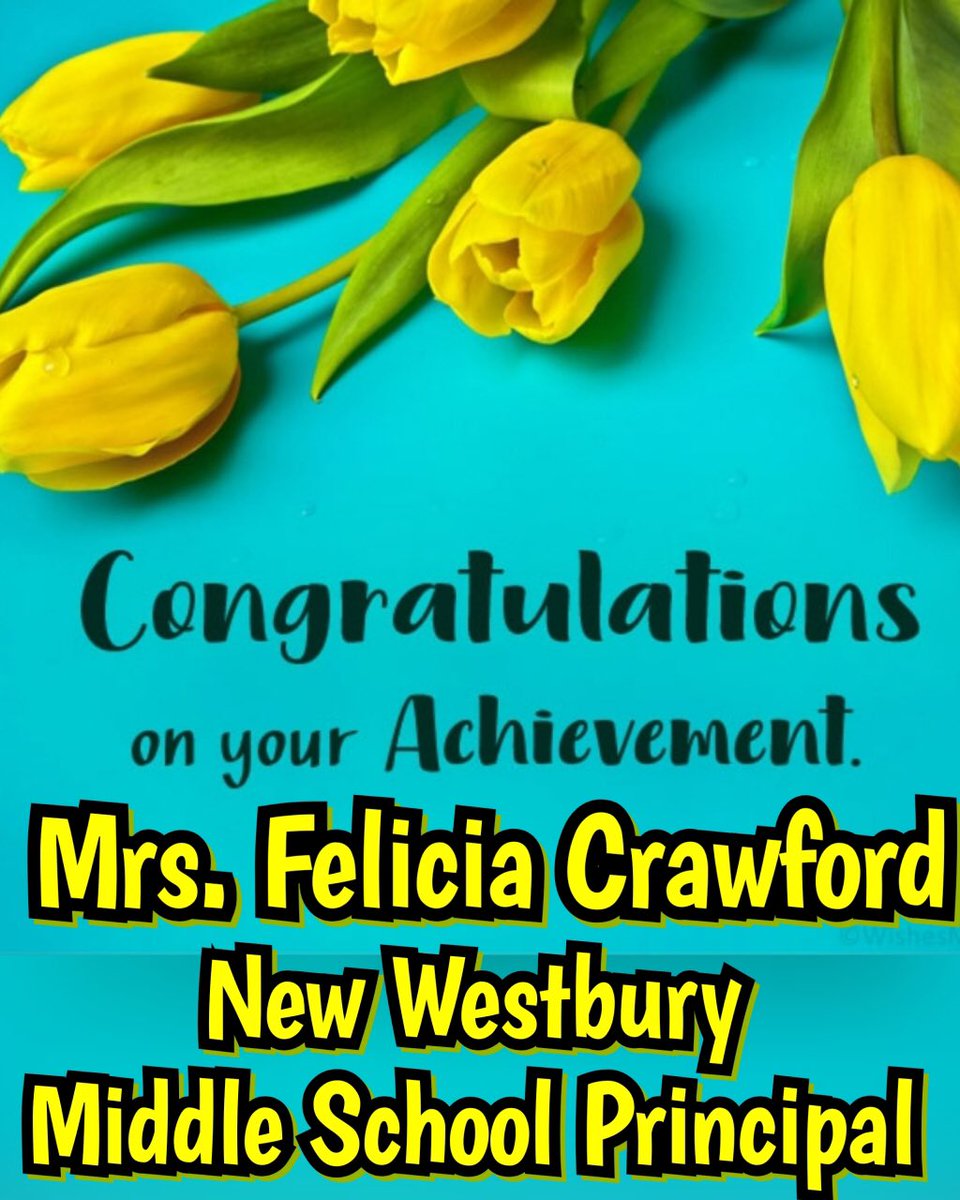 Congratulations to Felicia Crawford on her appointment as Principal of Westbury Middle School. Our possibilities are endless. @WestburySchools <a href="/westbury_ms/">WestburyMS</a> #WeAreWestbury #OneWestbury
