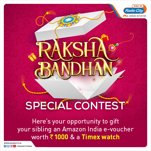 radiocityindia's tweet photo. #Rakshabandhan #contestalert 
Here's your opportunity to gift your sibling an Amazon e-voucher worth Rs 1000 &amp; a Timex watch all you have to do is answer the below :- 
Q. What is your most memorable moment with your sibling? Describe in detail tagging your sibling 

*TnC's apply https://t.co/Hh83VX6bF0