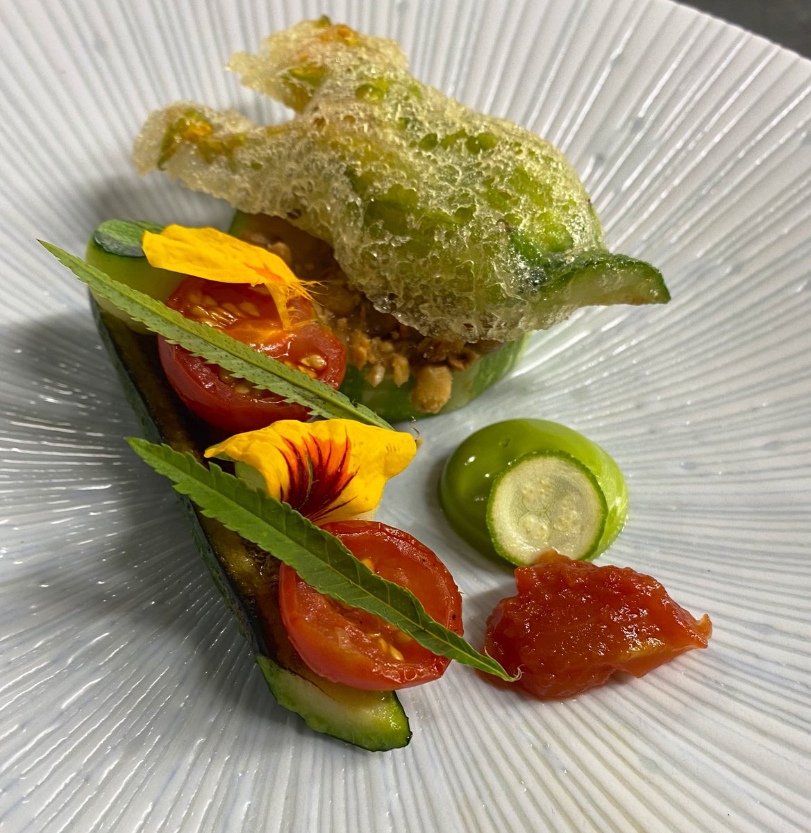 Last week of this beauty from Falkland organic farm. Loved this dish! All the courgette, tomato and pine nut butter ☺️❤️ cauliflower starts next week in its place. #eatlocal #eatscottish