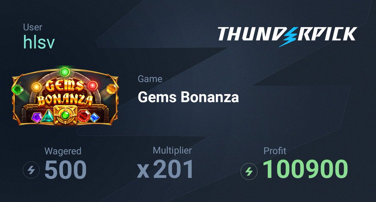 thunderpickco's tweet photo. 5€ turned into over 1k in one spin at Gems Bonanza, congrats hlsv! 😍🤑

In order to win 10€ on-site balance:

1. Retweet 
2. Follow @thunderpicko

Random winner will be picked in 24h, GL! https://t.co/hulQtC2BgN
