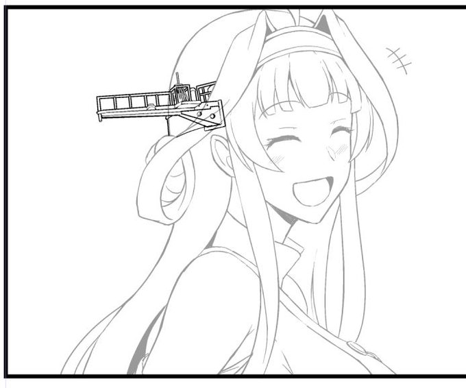 ふきだしで隠れるのにちゃんと描きすぎた金剛の頭のやつ。夢中になっちゃって失念してた… 