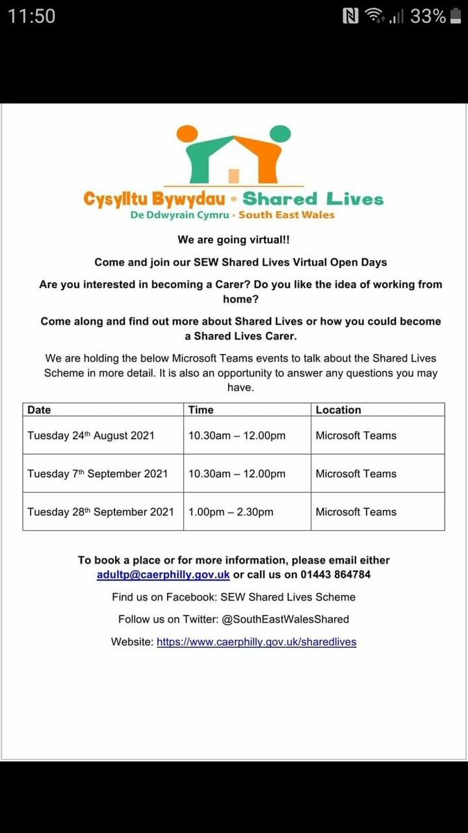 Join us for our up and coming virtual  carer recruitment days to find out about exciting job opportunities! 
<a href="/torfaencouncil/">Torfaen Council 🏴󠁧󠁢󠁷󠁬󠁳󠁿🇺🇦</a> <a href="/NewportCouncil/">Newport City Council</a> <a href="/AneurinBevanUHB/">Aneurin Bevan University Health Board</a> <a href="/CaerphillyCBC/">CaerphillyCBC</a> @MerthyrCBC <a href="/MonmouthshireCC/">Monmouthshire / Sir Fynwy</a> <a href="/BlaenauGwentCBC/">Blaenau Gwent CBC</a>