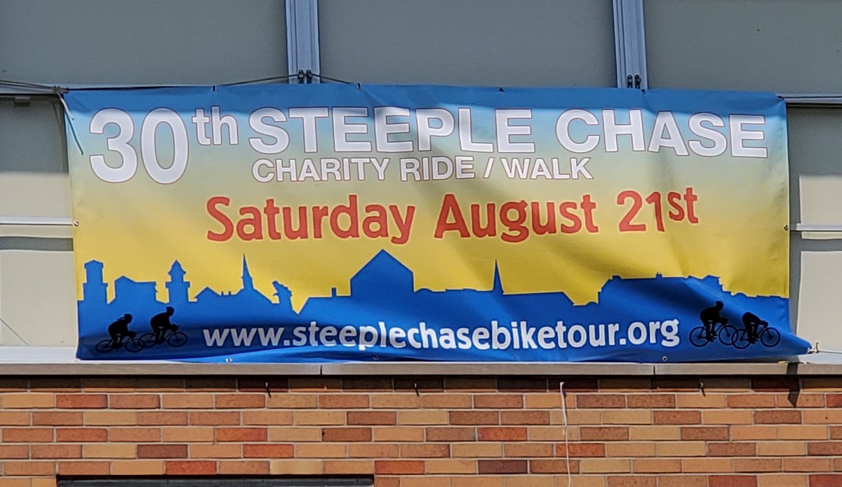 24 HOURS 'TIL THE STEEPLE CHASE! Event organizers are following all protocols to keep our cyclists, walkers and volunteers safe during this event. We appreciate your cooperation. Mask up near others. If you're feeling under the weather, please stay home or choose a virtual route.