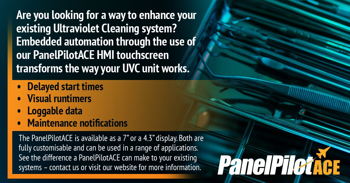 LascarLog's tweet photo. Are you looking for a way to enhance your existing Ultraviolet Cleaning system? Embedded automation through the use of our PanelPilotACE HMI touchscreen transforms the way your UVC unit works. #PanelPilotACE #displays #UVcleaning https://t.co/XcCNbt7ZdU