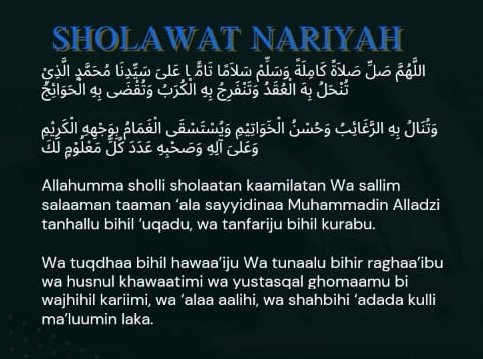 Batul_rzk's tweet photo. Bahwa sholawat Nariyah adalah salah satu sholawat yang keistimewaanya sebagai pembuka pintu rezeki
#RMSAIDMUDAUNTUKBANGSA https://t.co/96bwMsJds7