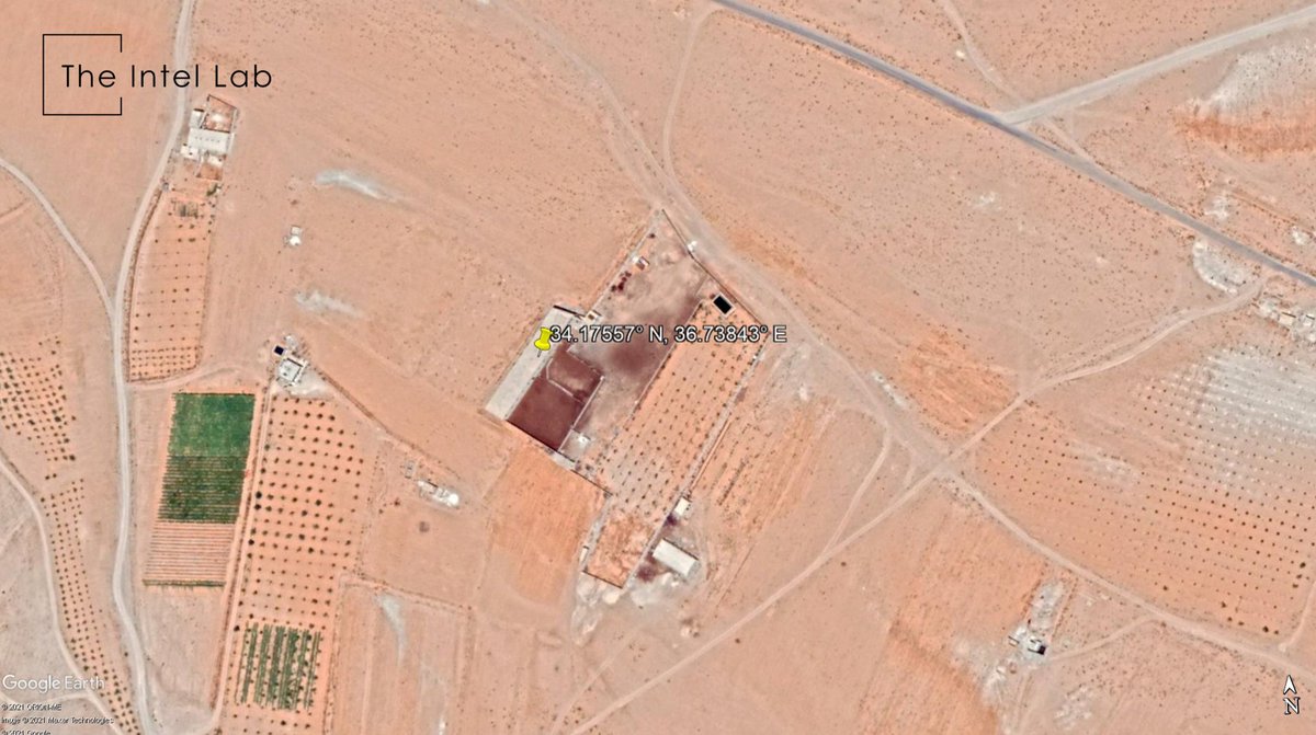 TheIntelLab's tweet photo. This structure reportedly struck by the #IDF  34.17557° N, 36.73843° E in #Qara is gone. #Syria  #TheIntelLab https://t.co/LfdmENXGMv