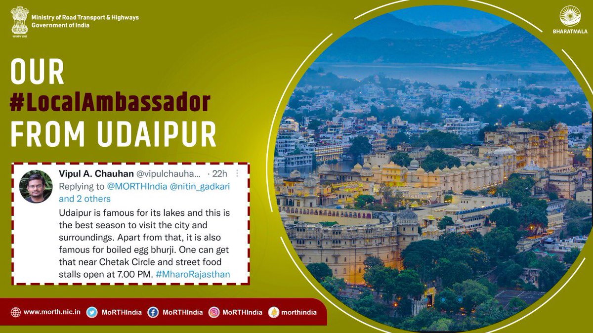 MORTHIndia's tweet photo. Our #LocalAmbassador from #Udaipur 
#MyHighwayStories
#DrivingGrowth https://t.co/YOGbPjgYyY