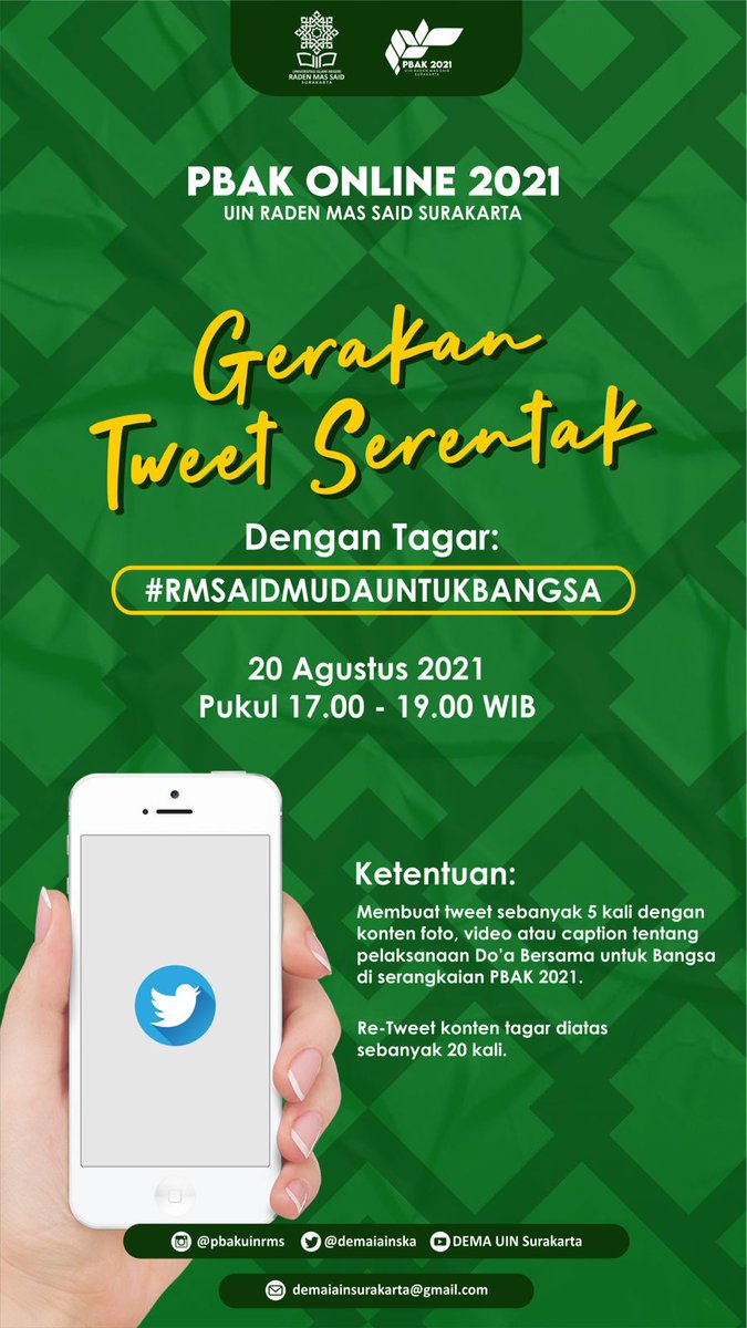 hallohayyyy's tweet photo. [[GERAKAN TWEET SERENTAK]]

Hallo,Raden Mas Sais Muda &amp; seluruh civitas Akademika UIN RADEN MAS SAID SURAKARTA👋🏻

"Manusia yang paling berhak bersamaku pada hari kiamat ialah yang paling banyak membaca shalawat kepadaku." (HR Tirmidzi).

@demaiainska
#RMSAIDMUDAUNTUKBANGSA https://t.co/PyExN0GGwH