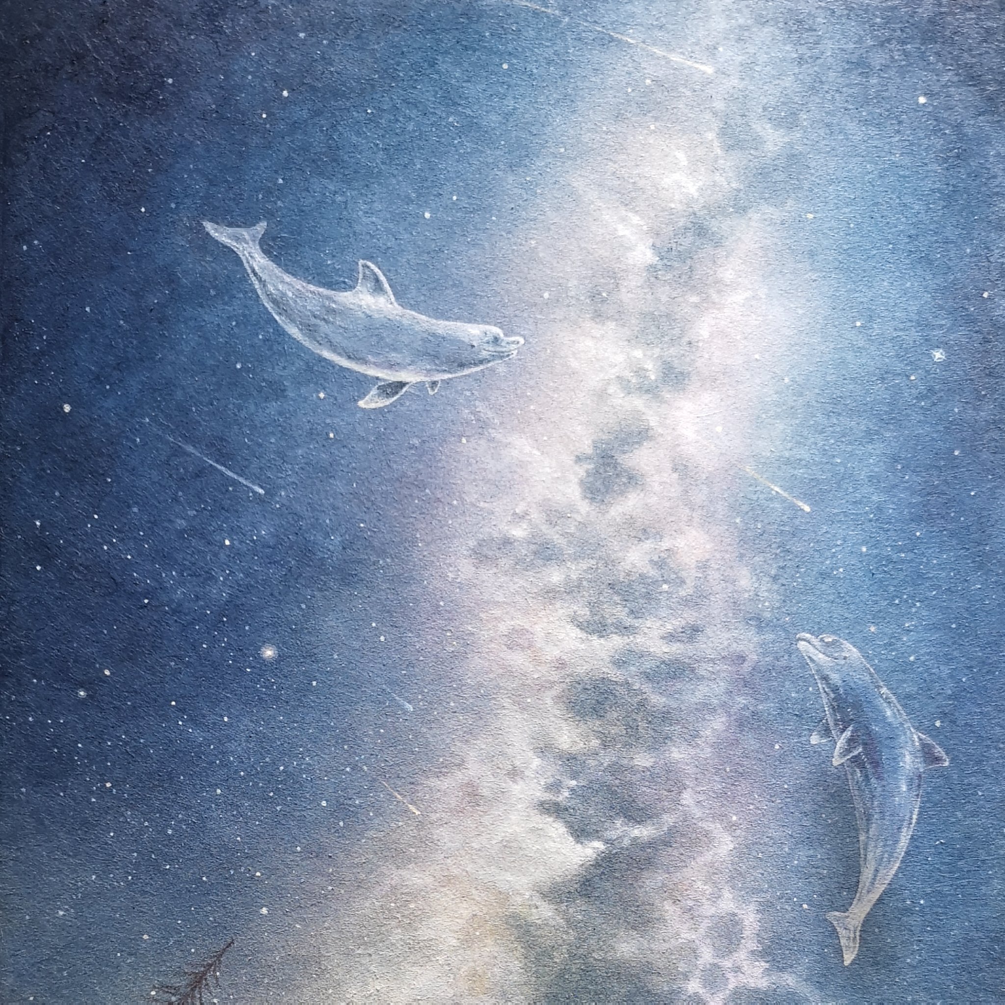 Hirotoshi Kanou 泳ぐ もしも空を飛べたら 綺麗な夜空を泳いでみたいですよね 今回は 数年前に描いた絵を 星空 夜空イラスト ファンタジーイラスト 風景イラスト T Co Egbyfbix Twitter