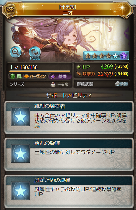 グラブル ニオ超越lv130のサポアビ効果量が話題に 攻撃upは別枠 防御と連撃upも中々良い数値でlv150で更に上限upとディスペルガードも追加という裏カイムレベルの置物バフが ミニゴブ速報 グラブルまとめ