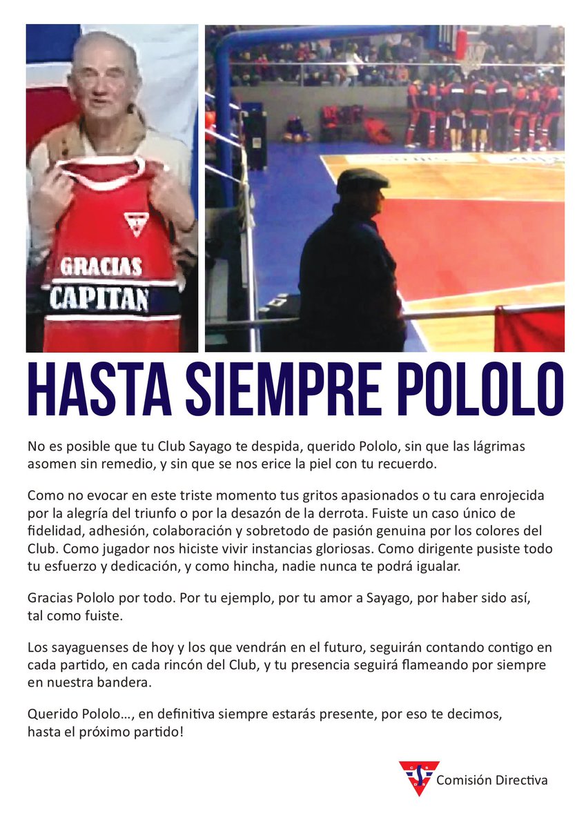 Sayago_oficial's tweet photo. ¡Hasta siempre Pololo! https://t.co/fKGwx9HfwE