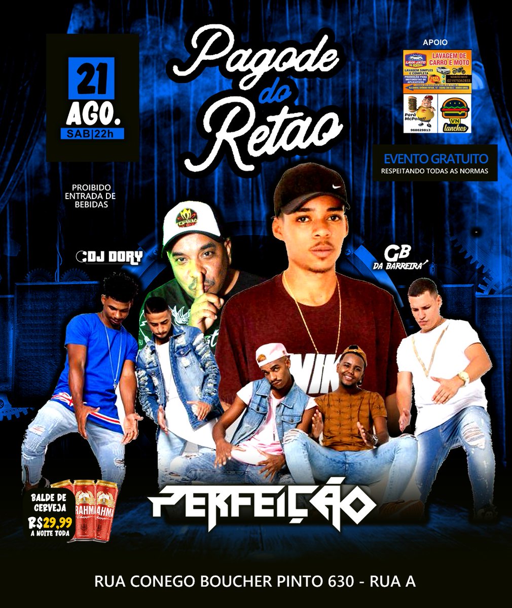 FESTAHELIPA's tweet photo. AMANHÃ SABADÃO É DIA DE 
   \\ #PagodeDoRetão 🎪 \\

GRUPO PERFEIÇÃO 🎤
DJ GB DA BARREIRA 🎧
DJ DORY 🎧

Balde de cerveja R$29,99 a noite toda ✓ 🍻

BORA PEGAR ESSA BOA?? 🥳

#ChamaNoRT 💥💣
#PagodeDoRetão 🎪

Evento gratuito ✅ https://t.co/lHVlcfz2YD