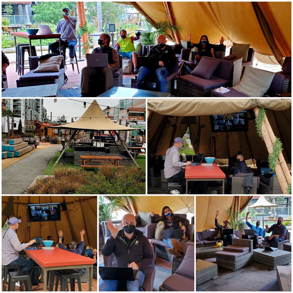 RecParksTourism's tweet photo. RPT/HH fall faculty retreat in progress! Appreciate the big tee-pee for our meeting space @parklabgardens great group here, others chiming in via Zoom (of course!) - Gearing up for another academic year #AcademicChatter #LearningWithoutLimits https://t.co/qnUqegwc5y