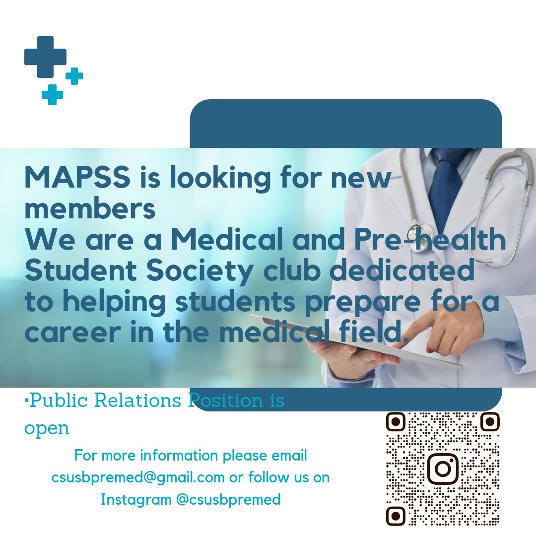 Join our amazing club! Be part of MAPSS the lead club that coordinates the ONLY pre-health conference in the IE! @csubpremed