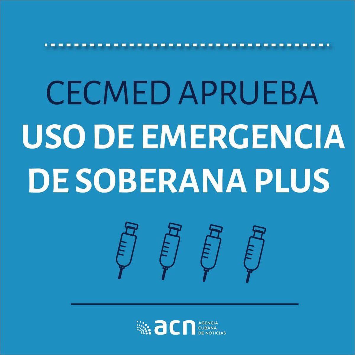 ACN_Cuba's tweet photo. ‼️ÚLTIMO MINUTO‼️ #Cuba
#ACNreporta 💉CECMED aprueba el uso de emergencia de #Soberana02 y #SoberanaPlus.

En su esquema combinado de dos dosis más una dosis de refuerzo en personas de 19 a 80 años de edad. https://t.co/M6c4CO0YII