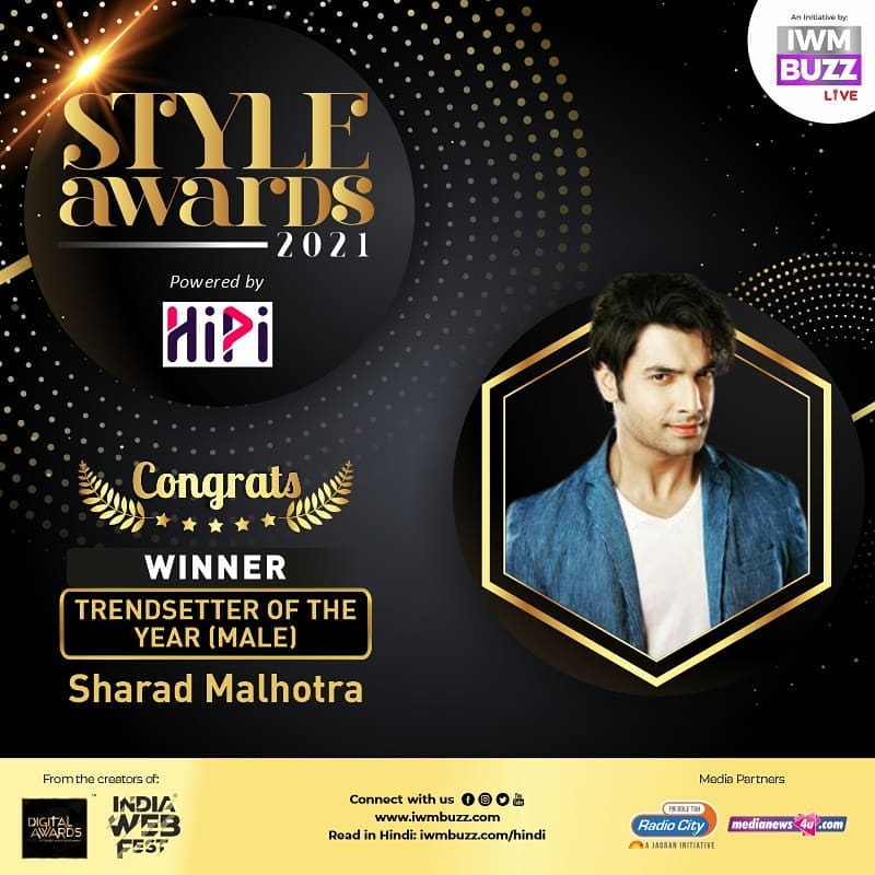 Yay #SharadMalhotra #SsharadMalhotra @SHARADSMALHOTR1 won 😍😍😍❤ #TrendSetterofTheYear #styleawards 2021 @iwmbuzz