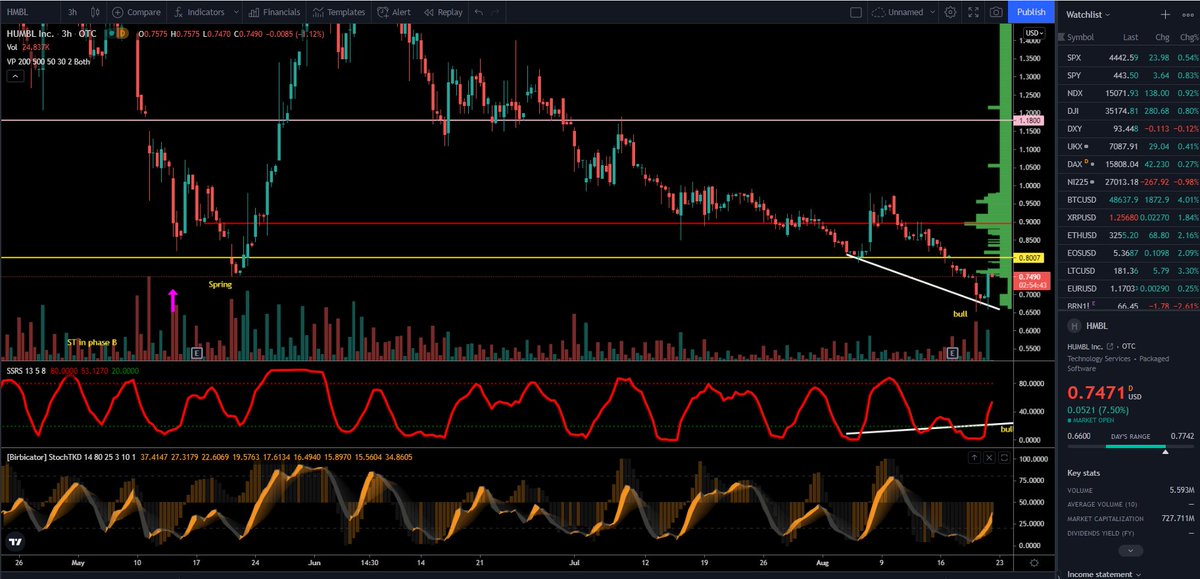Johnathanknt's tweet photo. $HMBL $DGB Yesterday and a few days before, I'd said this will pop. I did not account for a little drop further. I did think this was the "spring" before the "sling." The bull elephant candle you see signals a reversal coming. https://t.co/9r9nECWMFY