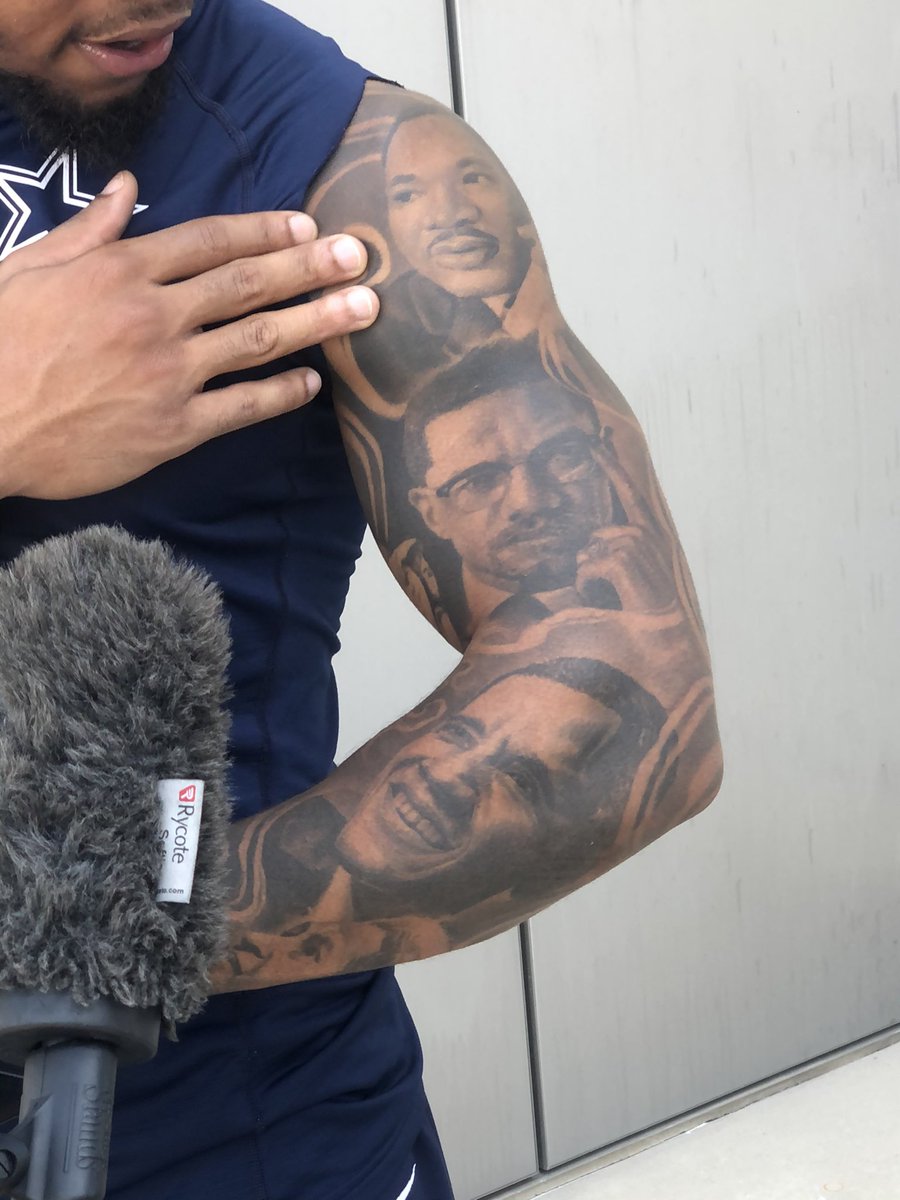 michael gehlken on twitter cowboys rb tony pollard carries black history on his left arm martin luther king jr malcolm x barack obama and rosa parks all represented it just means a