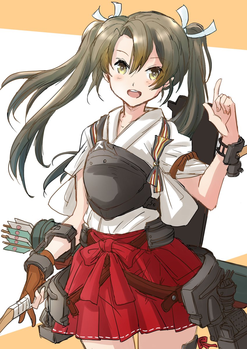 zuikaku (kancolle) 1girl solo twintails japanese clothes skirt long hair muneate  illustration images