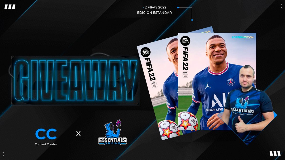 🔴😏¡ SORTEO DE FIFA 22!😏🔴
➖➖➖➖➖➖➖➖➖➖➖➖➖
<a href="/EssntialsGaming/">Essentials Gaming</a> 🐐🥇Sorteará dos FIFA 22 Edición Standard 🤙🤯🤯🤯🤯

Requisitos:
➡️RT y ❤️ a este Tweet
➡️Seguir a <a href="/EssntialsGaming/">Essentials Gaming</a> y <a href="/Conan_GW/">ConanGW</a> 
➡️Mencionar a 2 amigos🤝

Fecha límite: 4 de Septiembre
