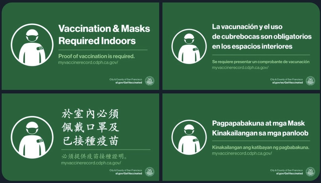 Starting today proof of full vaccination is required to enter indoor settings like bars, restaurants, and gyms in San Francisco

You can show your vaccination card or other proof like a photo or a digital app.