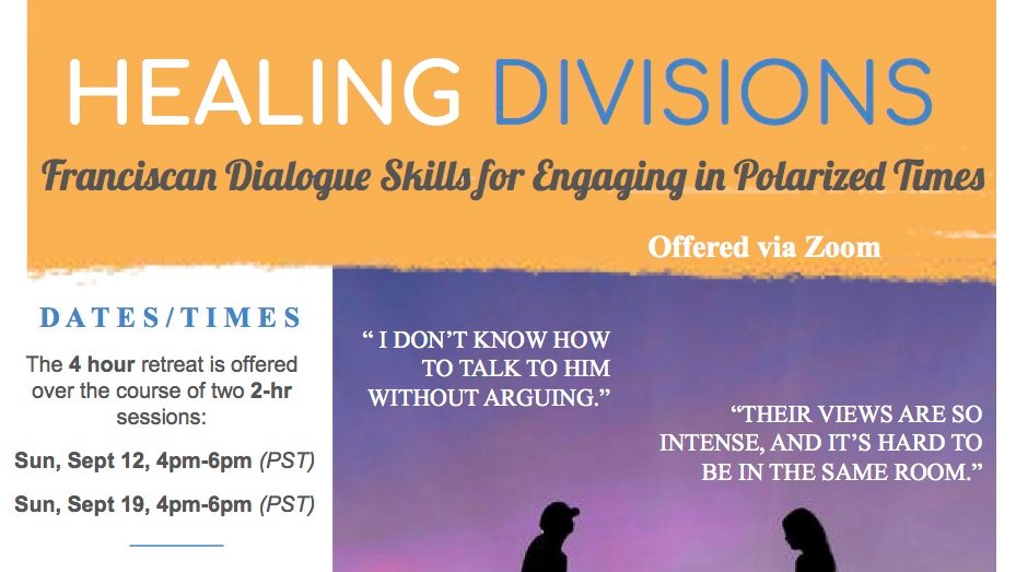 Serra Retreat and Let Life Speak presents HEALING DIVIONS Franciscan Dialogue Skills for Engaging in Polarized Times Retreat. Offered via Zoom. Early registration discount.
For more detailed information &amp; registration, visit:checkout.square.site/buy/USCKVJ45UA…