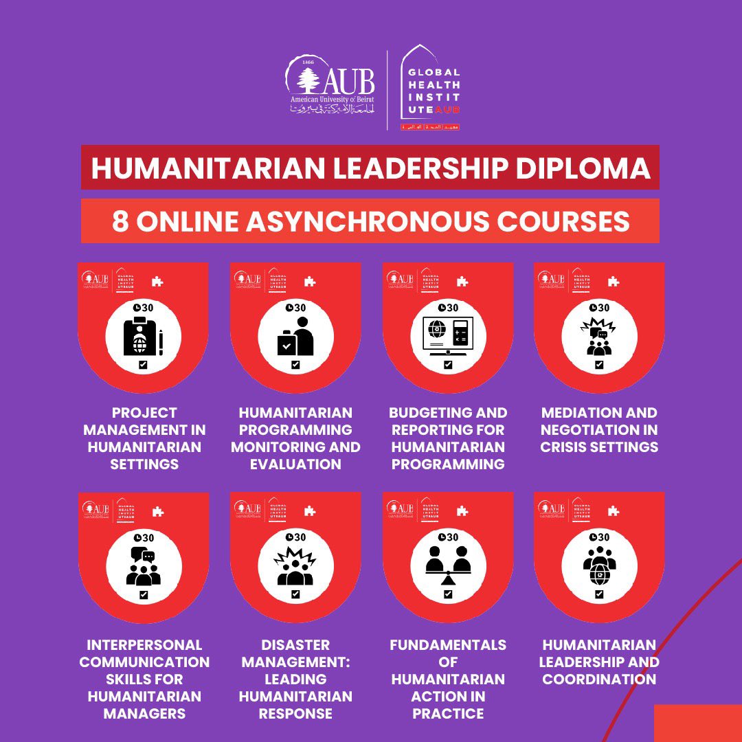 ghiaub's tweet photo. Don't miss out on earning digital badges and proving your skills!
Apply to the Humanitarian Leadership Diploma and claim your badges after the completion of each course. Don't forget to share your badges with your network!
https://t.co/wQ9smuXqbU
#WorldHumanitarianWeek https://t.co/DxVlvICC8u