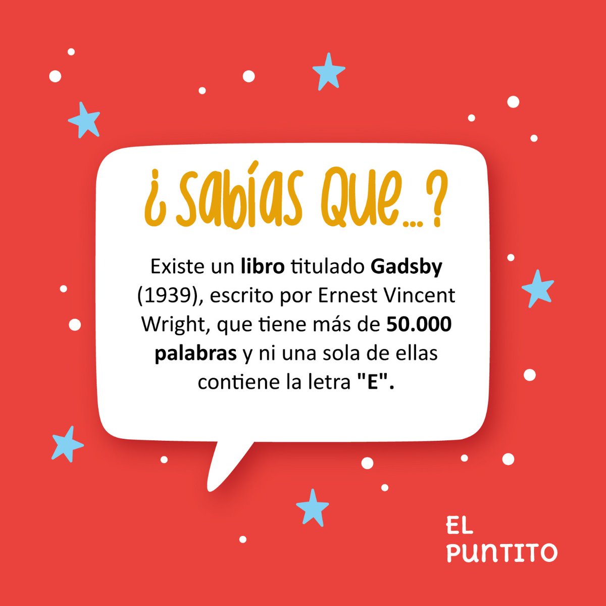 Dato curioso de hoy 🤓 📚
 #funfact #ElPuntito #lectura #libros #Gadsby