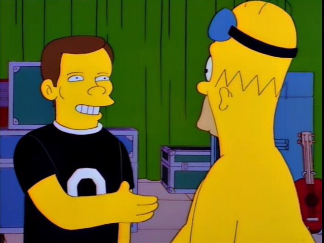 QuotesSimpsons1's tweet photo. Billy Corgan, Smashing Pumpkins.

Homer Simpson, smiling politely.

#Simpsons https://t.co/Q2AN1O8DGY