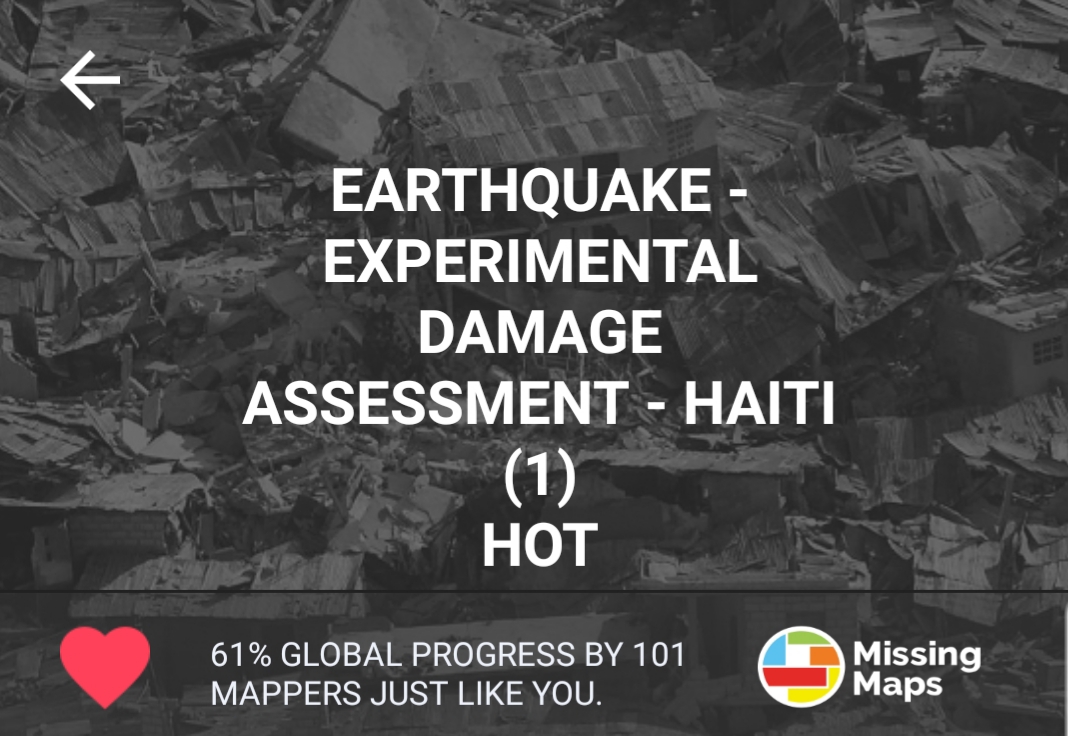 mapswipe's tweet photo. We are trying to provide a rapid damage assessment for the recent 7.2 magnitude earthquake that has happened in Haiti. Using change detection, we are looking for visible damage in post-event scenes compared to older imagery. Join our 101 mappers already working on the task. 💪 https://t.co/r1bJQYUWIX