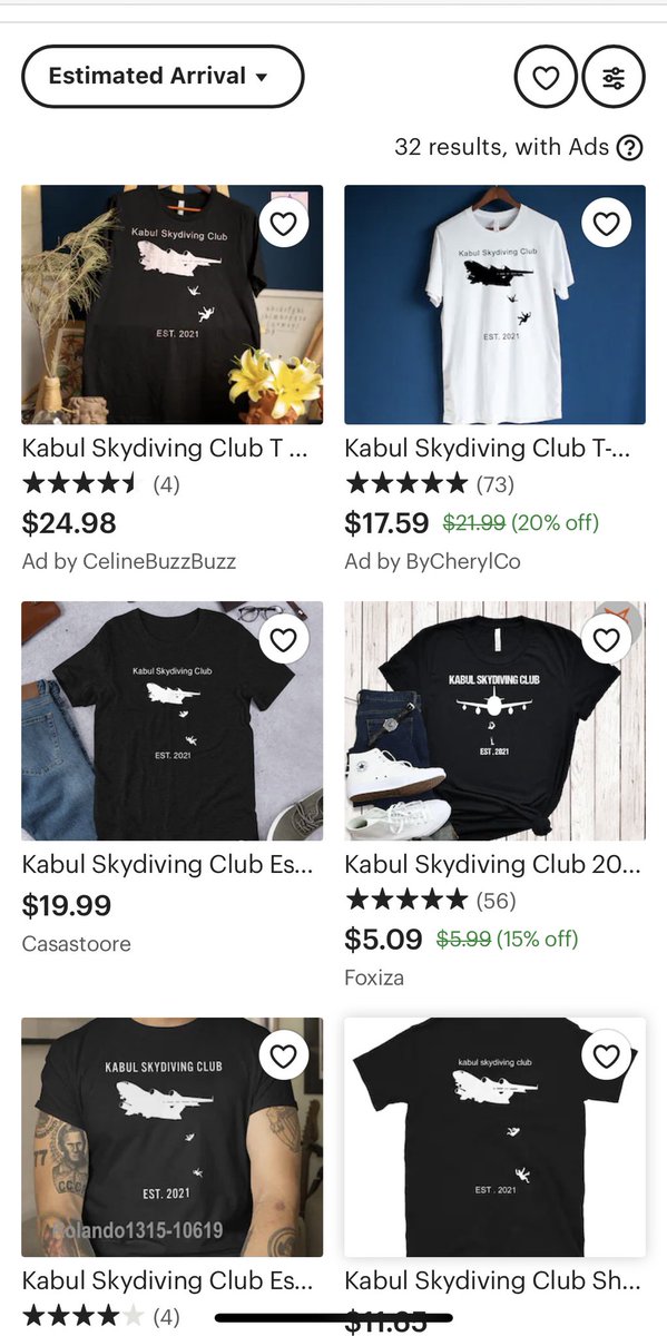 Haber: Afganistan'da uçaktan düşen insanların silüetlerinin resmedildiği tişört, ABD'de satışa sunuldu: Tasarıma, 'Kabil atlama kulübü' adı verdiler.

Anlamı?