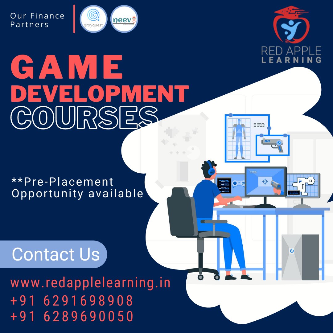 redapplekolkata's tweet image. Boost your #careeringame development to the next level with our courses. Our industry experts will help you to climb the career ladder to the top as a professional game developer.
Have queries? Contact us:+91 6291698908 OR visit: redapplelearning.in
#learngamedevelopment