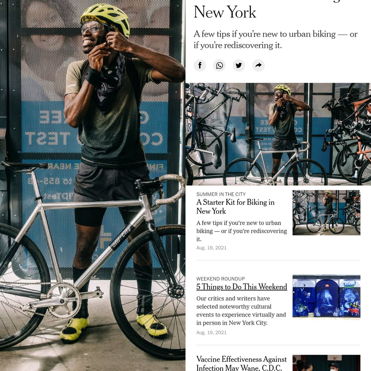 BeyondCycle's tweet photo. NY Times-
So glad to make The New York Times again. I feel great to know that Im a part of NYC cycling community where our lifestyle is being heard and evolving everyday. Peace! πππΏππΏπ΄πΏββοΈπ΄π»ββοΈπ΄πΎββοΈπ΄πΌββοΈπ
https://t.co/ulnjY6Oor2
#beyondcycle #phillipthefitness #NewYorkTimes #cyclinglife https://t.co/oxTLxRwvGh