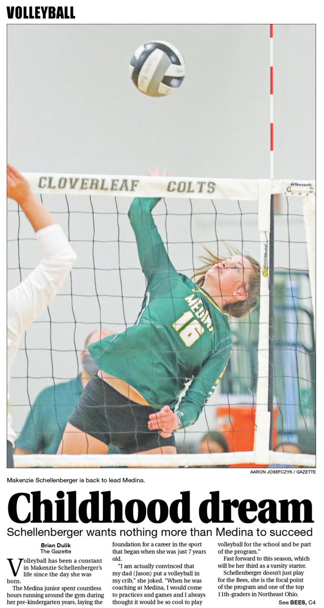 MedinaGrlsVball's tweet photo. Our very own @makenzieschelle with the feature article in today's Medina Gazette! Way to go Mack! Well deserved! https://t.co/VE6t7Vf6bN