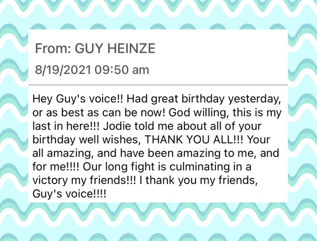 MESSAGE FROM GUY #GuysVoice #FIGHTforGUY #FreeGuy #FreeGuyHeinzeJr #innocent #Wrongfulconviction
