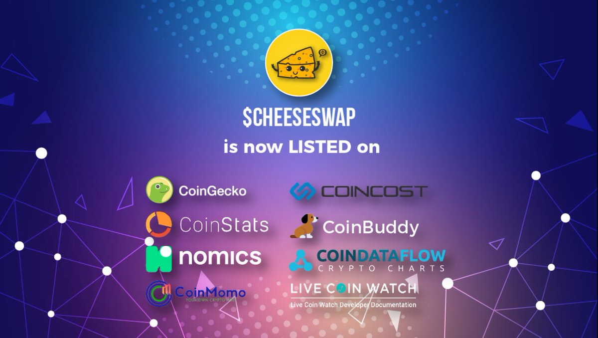 tengkubtc8's tweet photo. Very Soon #CheeseSwap will be in this Top 30 list. Watch Out We Are Coming Your Way. Now we are listed on Multiple Listing Sites

#cz_binance  #BSC #BinanceSmartChain #CoinGecko #CoinStats #Nomics #CoinMomo #CoinCost #CoinBuddy #CoinDataFlow #LiveCoinWatch #CMC https://t.co/TaJ1I3VYHj