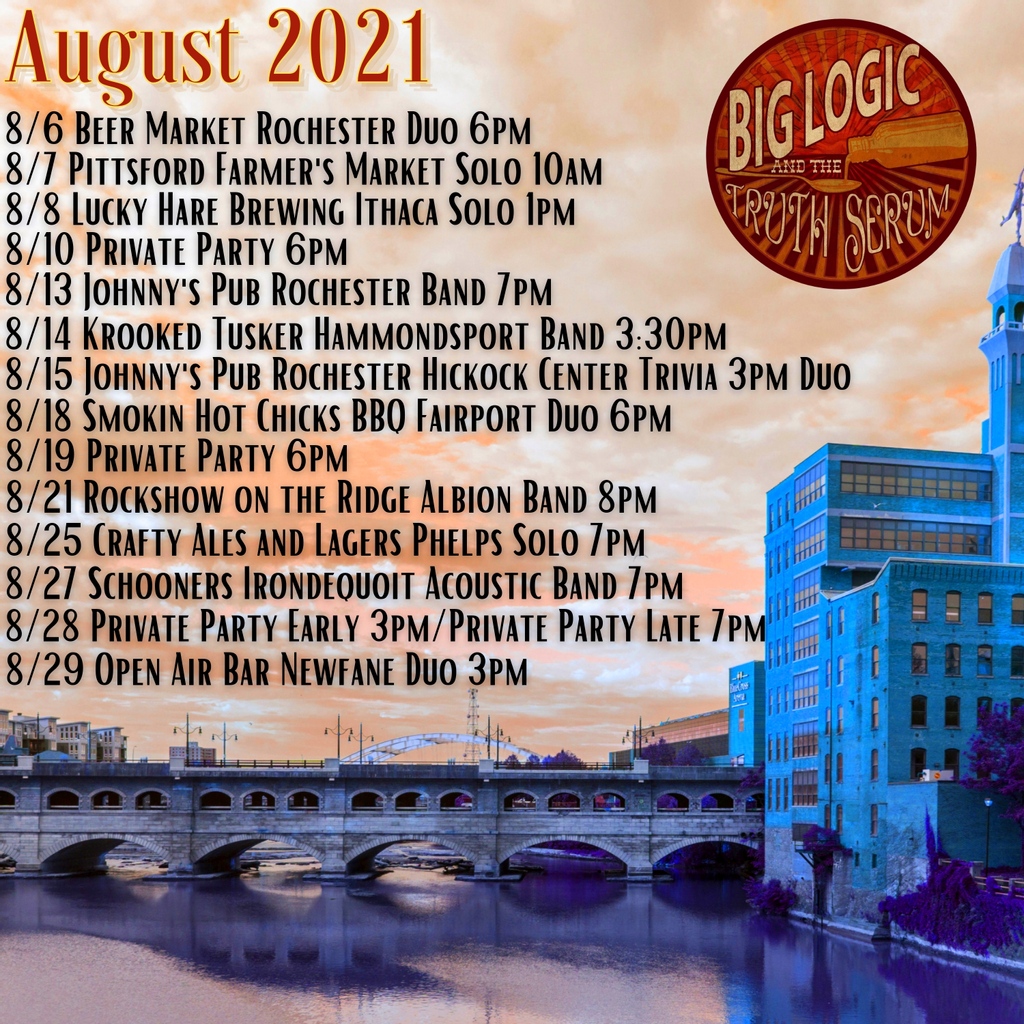 BigLogicEnt's tweet photo. It's gonna be a good month!⁠
#bandcalendar #august2021 #summergigs https://t.co/ndVxj4CVsB