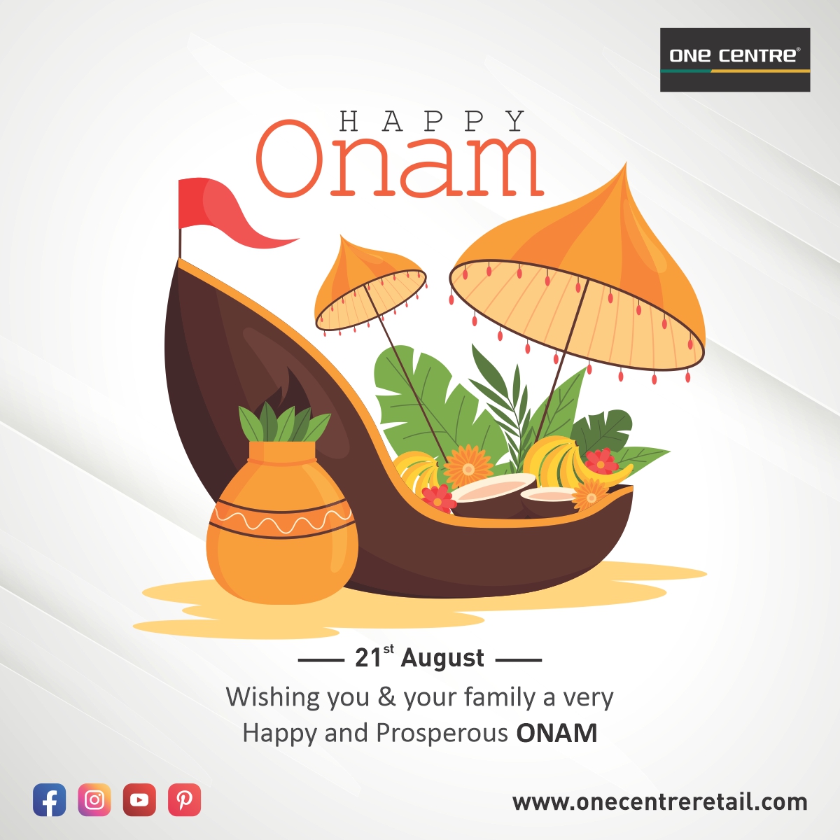 OneCentreIndia's tweet photo. May the colour and lights of #Onam fill happiness and prosperity in your home. On this joyous occasion, team @OneCentre2 extends its warm wishes to you and your family. #HappyOnam to all.
#happyonam #onam2021 #onamwishes #onthisday #onecentre #ahmedabad #ahmedabadfashion https://t.co/KRl9zfGWu8