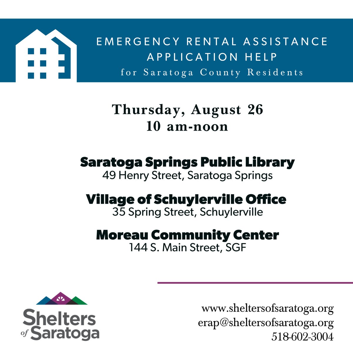 Staff will be onsite to help residents who qualify for the Emergency Rental Assistance program submit applications or answer program questions. For more information or to see if you qualify for the program visit: otda.ny.gov/programs/Emerg…