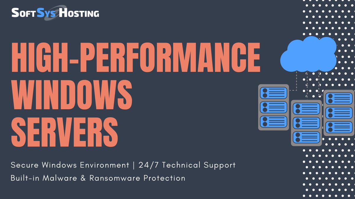 SoftsysHosting's tweet photo. Secure Windows Hosting with fast SSD drives &amp; built-in ransomware + malware protection. Support for #DotNetNuke, nopCommerce,  Joomla, #Umbraco CMS &amp; more

https://t.co/BAMpoVYKrm

#WindowsHosting #CloudHosting https://t.co/m6InE1gKuk