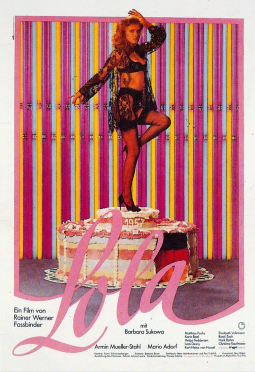 Lola
Rainer-Werner Fassbinder, 1981
Poster: Gerold Kratzsch
Daher: filmposter-archiv.de (tolle Seite!)
#Fassbinder #Lola #MarioAdorf #BarbaraSukowa #FilmTwitter
