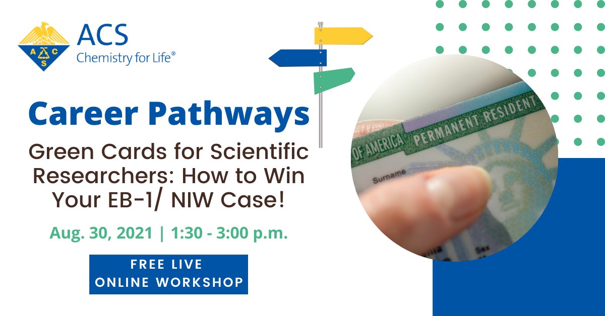 AmerChemSociety's tweet photo. Designed for international #chemical professionals seeking a #career in the U.S., our upcoming #ACSPathways Workshop covers the legal/immigration issues that foreign-national scientists must be aware of when applying for a green card. Register now at https://t.co/ENd5stBLhu. https://t.co/frRok40pXZ