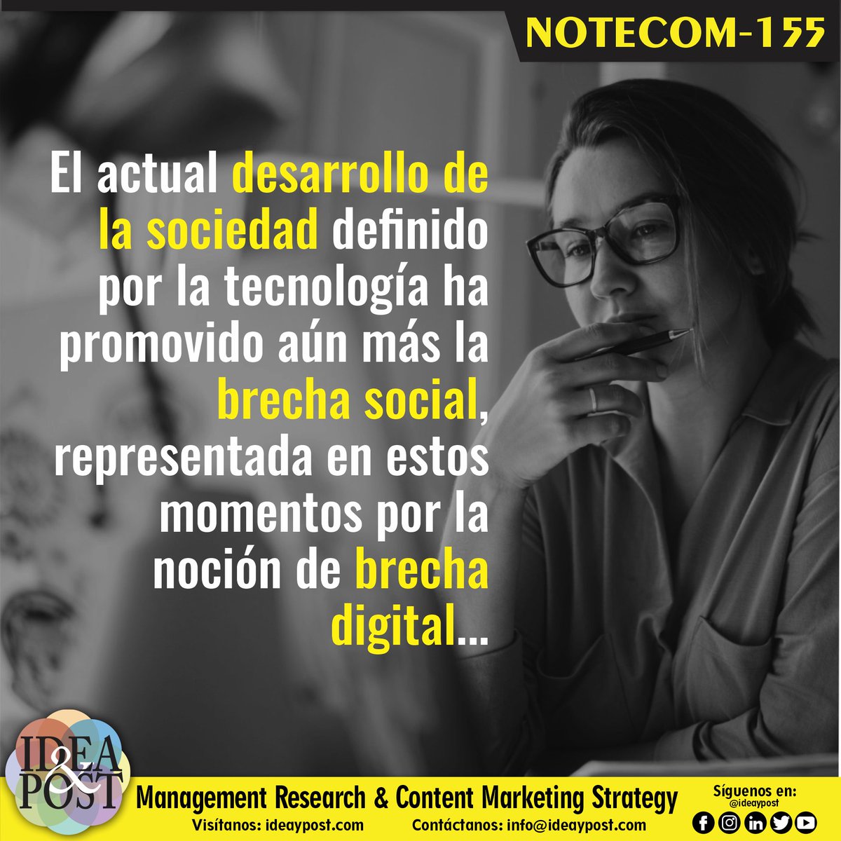 ideaypost's tweet image. Mientras utilicemos la tecnología sólo para beneficio personal, nunca podremos superar las grandes desigualdades como sociedad. 
 
Síguenos en #ideaypost o visita nuestro #blog en ideaypost.com y conoce más #notecom sobre Comunicación para el Desarrollo y Cambio Social.