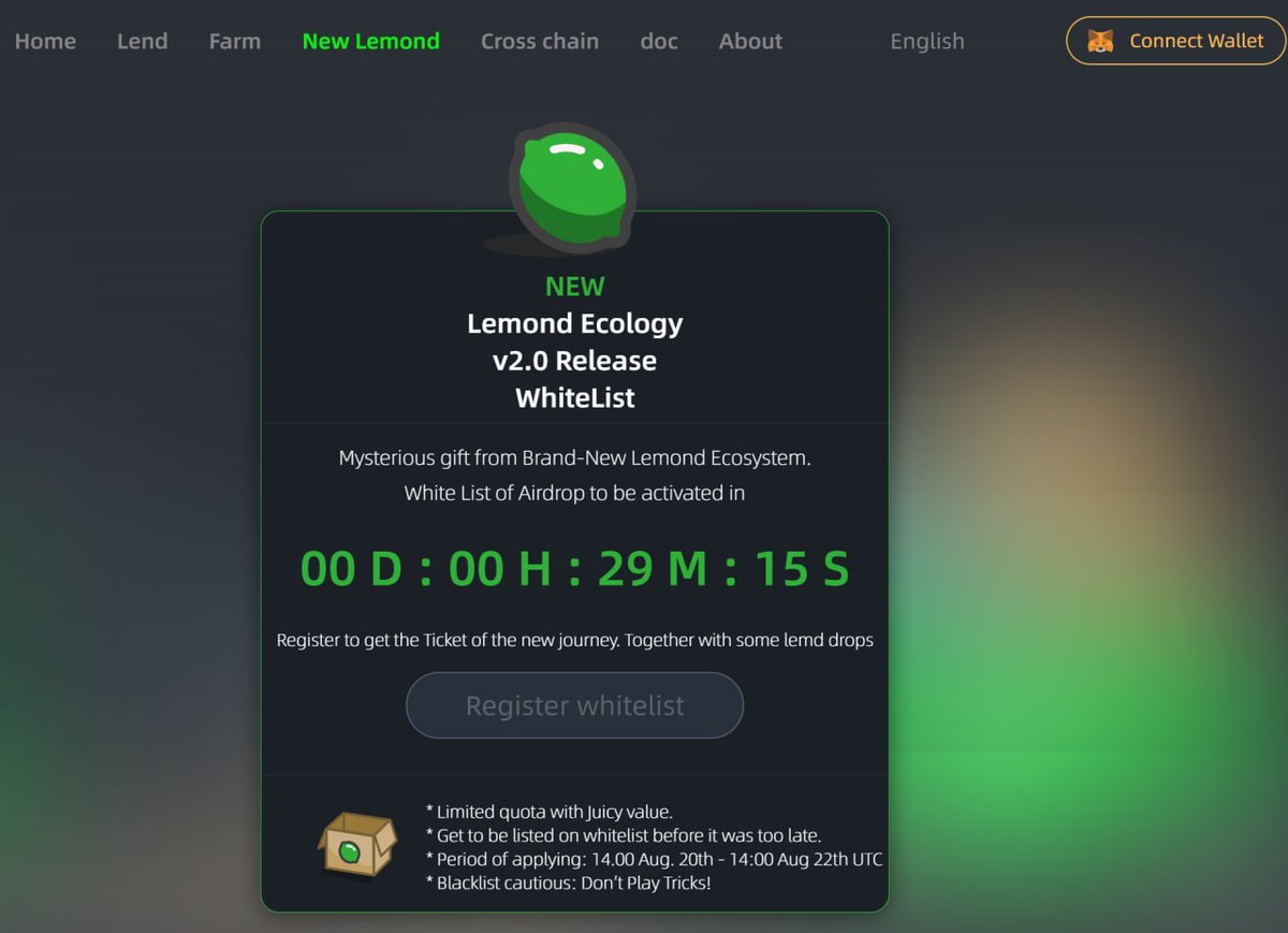 LemondFinance's tweet image. Retweet and fulfill to get qualified for the whitelist of the NFTdrop. 😎

Check the link after 30mins:
lemond.money/new_lemond

Good Luck, Lemonders. 

$LEMD