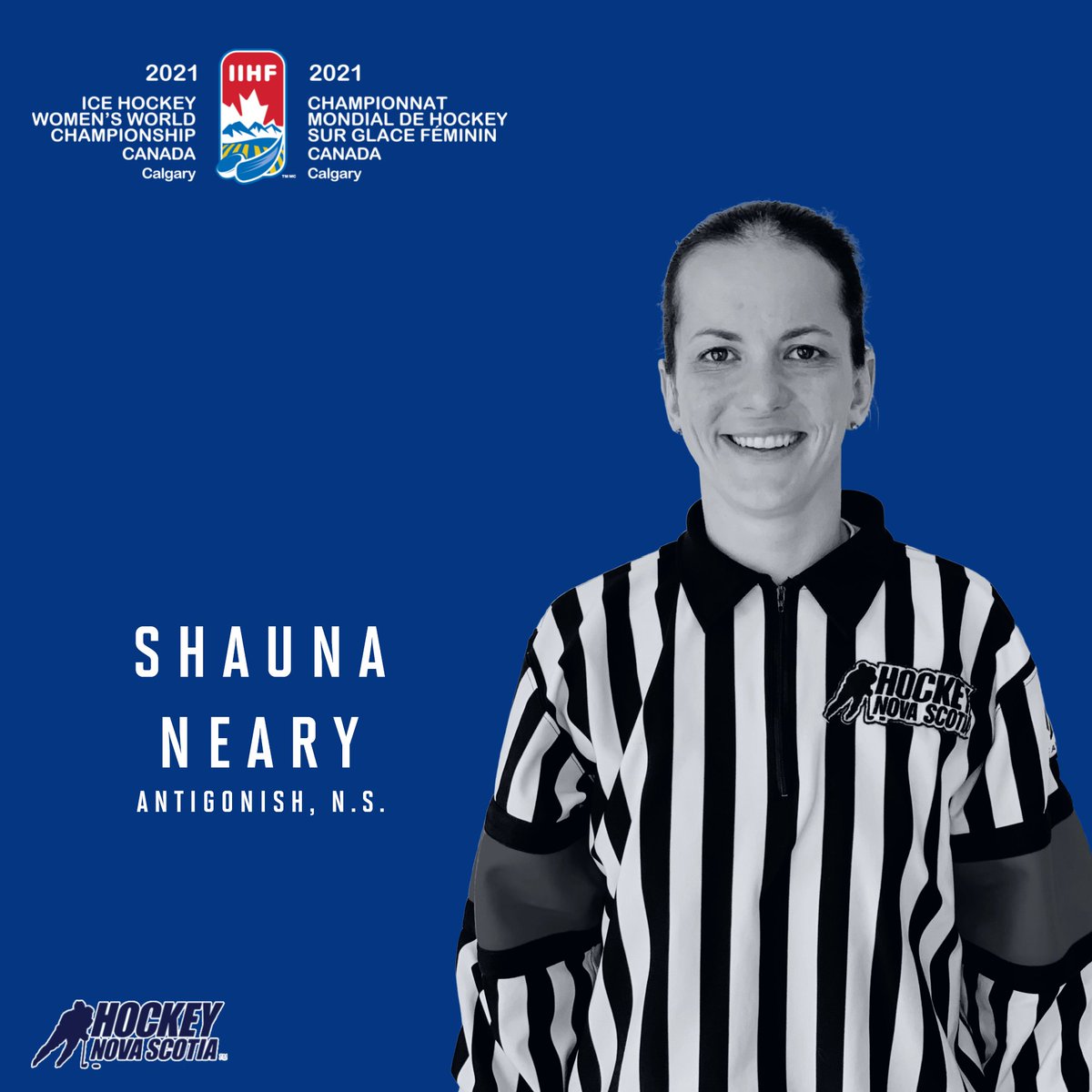 WEARING THE STRIPES ON THE 🌎 STAGE 

Good luck to Antigonish's Shauna Neary who has been selected to officiate at the <a href="/IIHFHockey/">IIHF</a> Women's World Championship in Calgary from Aug. 20-31.

It all starts today‼️

All the best, Shauna! We're proud of you. 👏

#WomensWorlds | #nsproud