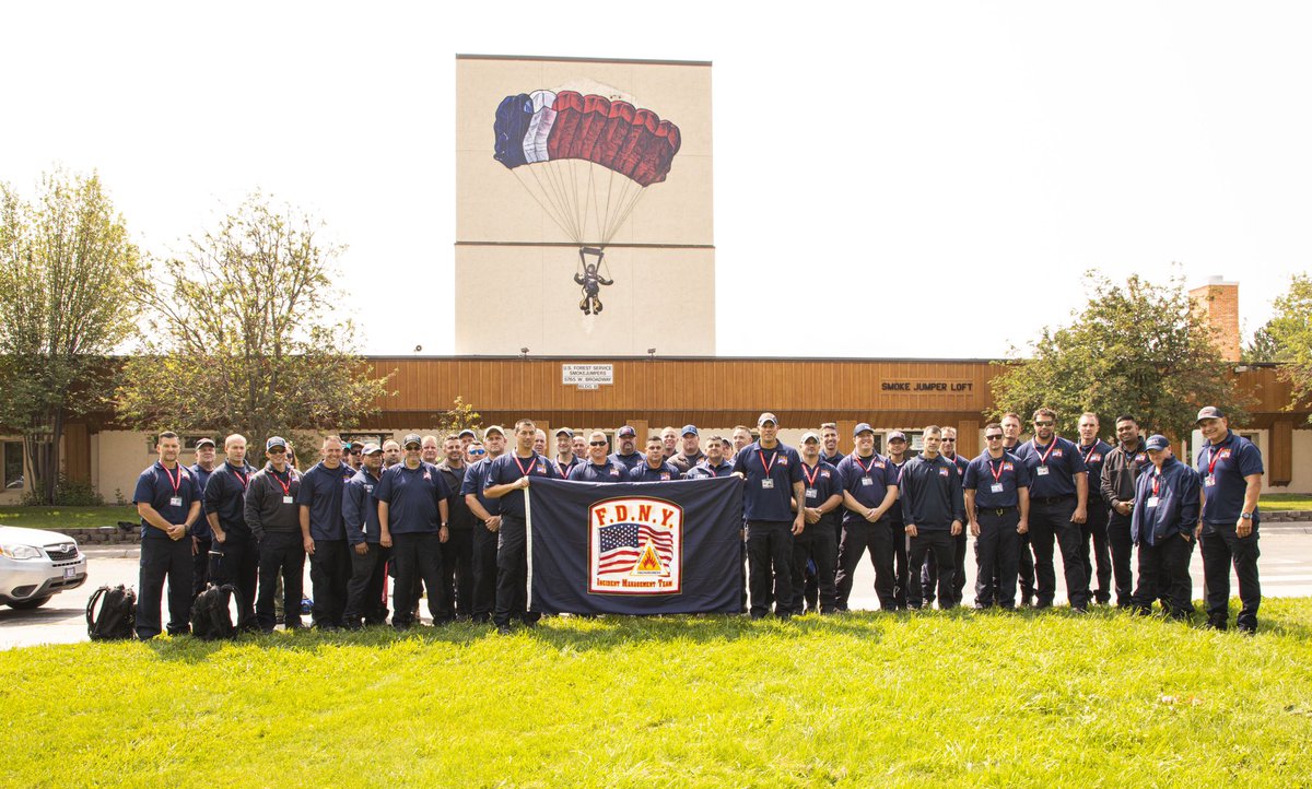 FDNY's tweet photo. On Wednesday, August 18, 51 members of the FDNY Incident Management Team traveled to Missoula, Montana to help support the containment of wildfires affecting our National Forests. Read more: https://t.co/DCHhiA1MG2 https://t.co/ooDaoqK99l