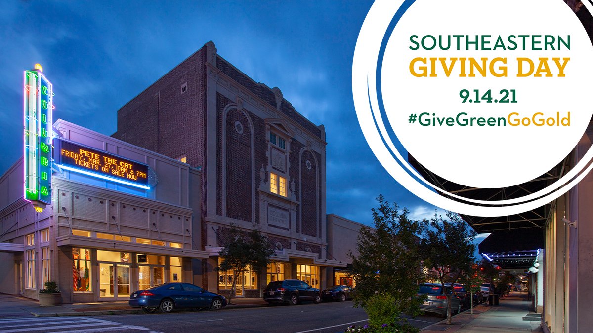 From a college or program to the historic <a href="/columbiatheatre/">Columbia Theatre</a> and its rich variety of arts and cultural experiences, you can directly show your love for your favorite area of our University on #SoutheasternGivingDay! #GiveGreenGoGold 💚💛