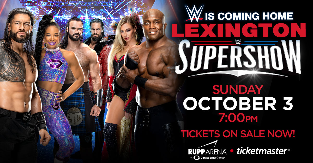 Rupp_Arena's tweet photo. 🚨 ON SALE NOW 🚨 Grab your tickets today for WWE Supershow at Rupp Arena on Sunday, October 3! 

Tickets 🎟:  https://t.co/Nr4kNMOckR https://t.co/I2QabkXTEd