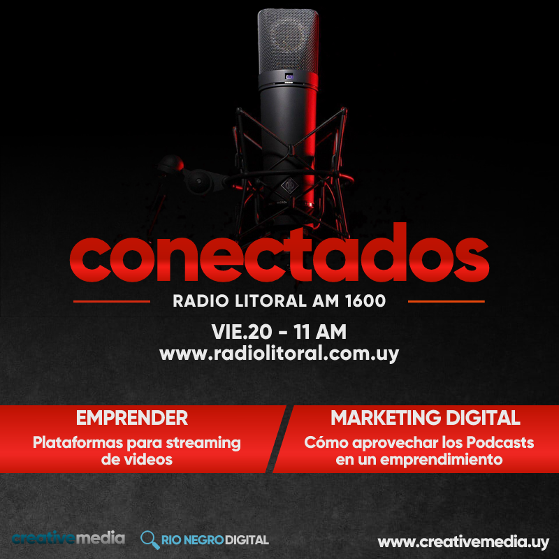 A partir de las 11 de la mañana, Conectados en Radio Litoral.

Trasmisión en vivo por facebook.com/radiolitoralam…

EMPRENDER - Plataformas para streaming de videos

MARKETING DIGITAL - Cómo aprovechar los Podcasts en un emprendimiento

#Radio #Streaming #MarketingDigital